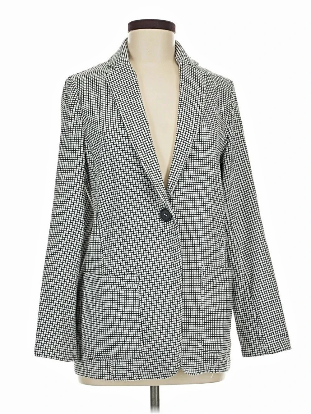 MAX STUDIO Houndstooth Blazer in Black & White Size Large